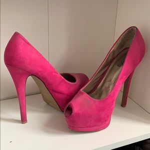 Charlotte Russe Hot Pink Peep Toe Pumps 👠